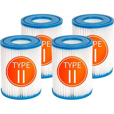 filtres de Piscine compatibles avec la Cartouche pour Bestway II, Filtre de Rechange pour spas Compatible avec la Pompe filtrante Lay Z Spa, Lot de 4 Cartouches Type II (1/5)