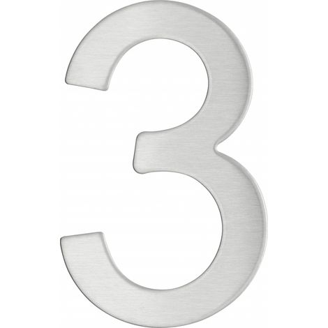 Thirard – Chiffre 3 adhésif inox 76mm – Résistant aux intempéries – Installation facile sur surfaces lisses – Pour plaques de porte et boîtes aux lettres