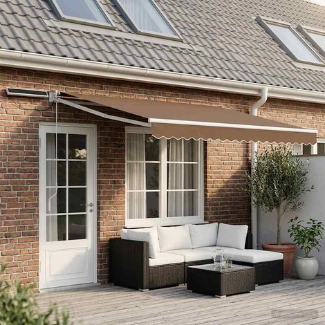 vidaXL Auvent rétractable électrique Taupe 100% Polyester et Aluminium (1/5)