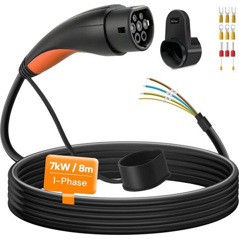 Type 2 Open End Charging Cable, 7 kW/Single Phase/32 A/8 m (1/5)