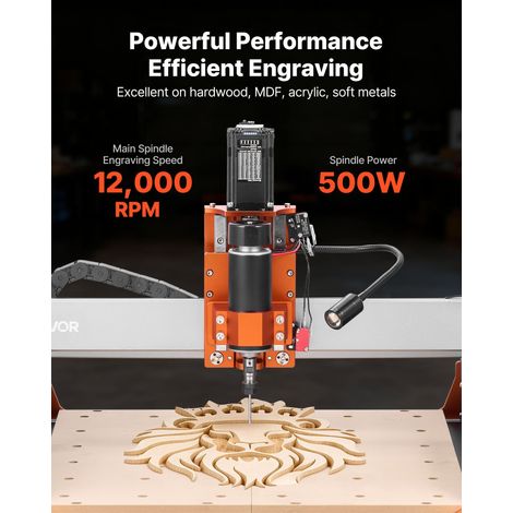 Routeur CNC Broche 500 W Machine de Gravure CNC 3 Axes pour Fraisage Bois Acrylique Alu, avec Doubles Rails Linéaires et Vis à Bill… (1/5)