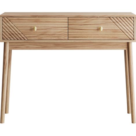 CAIziTable console chêne style vintage tiroirs étagères salon entrée couloir (1/5)