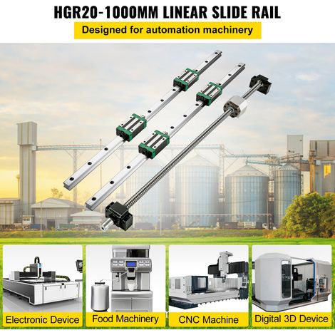 Miniature Rail Linéaire Guide HGR20-1000mm Rails et roulements linéaires CNC pour les machines d'automatisation telles que les rout… (1/5)