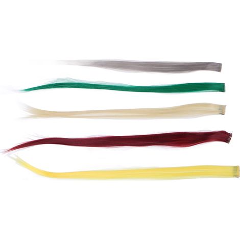5pcs Mèches Droites Longues Synthétiques à Clip Colorées pour Extension Capillaire, Accessoire Cheveux Costume Halloween Fête Cosplay (1/5)