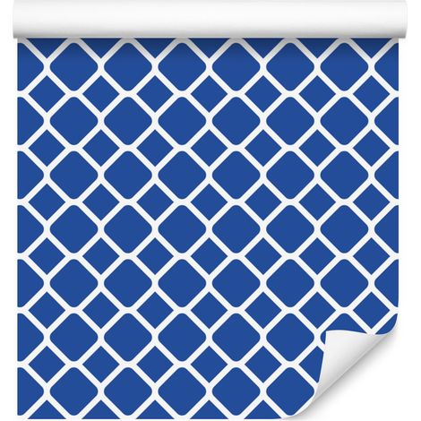 Carta da parati con motivo geometrico blu e azzurro per soggiorno e camera da letto, 50x1000 cm (1/5)