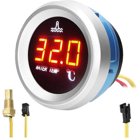 Sensor digital de temperatura del agua de 52 mm para coches con pantalla LED, sensor de 9-36 V y alarma. (1/5)