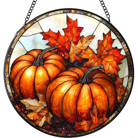 Attrape-soleil rond vitrail – Ornement décoratif intérieur pour fenêtre et mur, cadeau femme homme maman papa, Diamètre : 12.5 cm (1/4)