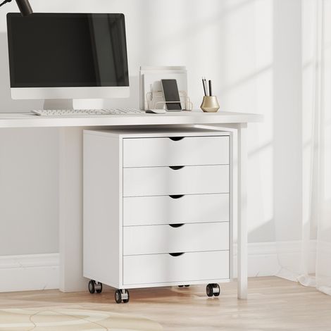 Meuble de rangement mobile à 5 tiroirs, pour documents A3/Lettre/A4, blanc. (1/5)