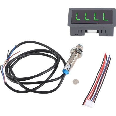 Tachymètre de moteur LED vert à 4 chiffres, compteur de mesure de vitesse RPM, capteur de commutateur de proximité NPN Hall (1/5)