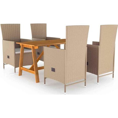 vidaXL Juego de comedor de jardín 5 piezas beige (1/5)