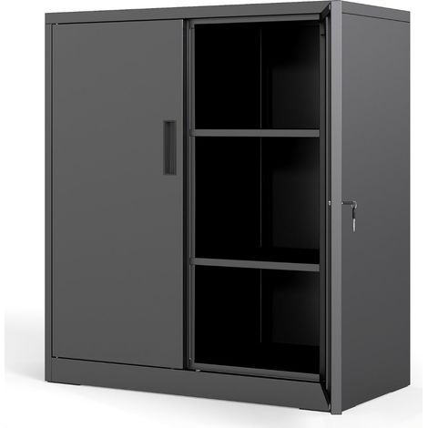 Armoire de rangement en métal 80 x 40 x 91 cm sécurité renforcée design épuré polyvalente en acier noir