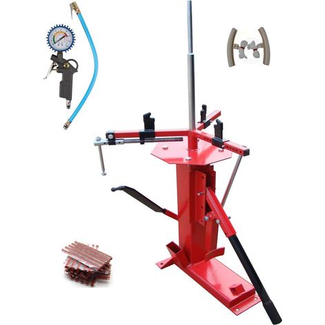 Démonte Pneu manuel Auto Moto jusqu'à 21" + 60 Mèches Pneu + 1 Pistolet Gonfleur + 2 Protections Jante