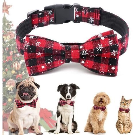 Haustierhalsband – Nicht näher spezifiziert – Weihnachtshalsband – Rot – Verstellbar – Kariertes Design (1/4)