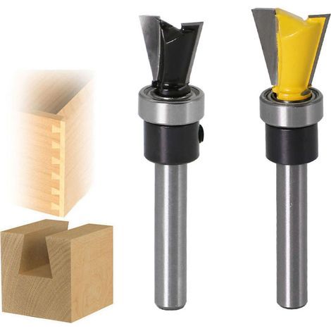 2pcs 6.35mm Queue Peu de Routeur de Roulement Queue d'Aronde Set pour le Travail du Bois (1/5)
