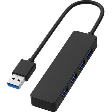 USB 3.0 Hub, 4-Port USB-Multiport, ultraflacher 4-Port USB 3.0 Daten-Hub, kompatibel mit XPS, Tastatur, Maus, Laptop, USB-Sticks, tragbaren Festplatten und vielem mehr (1/5)