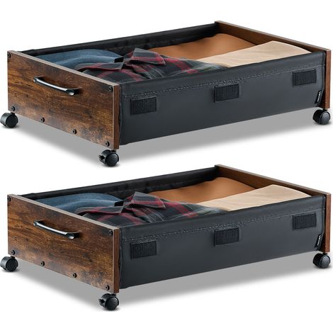 VEVOR Contenitore Sottoletto con Ruote, 650 x 460 x 180 mm, Organizzatore Sottoletto con Ruote Bloccabili, Contenitori Scorrevoli per Vestiti, Scarpe, Coperte, Confezione da 2, Capacita 20,4 kg