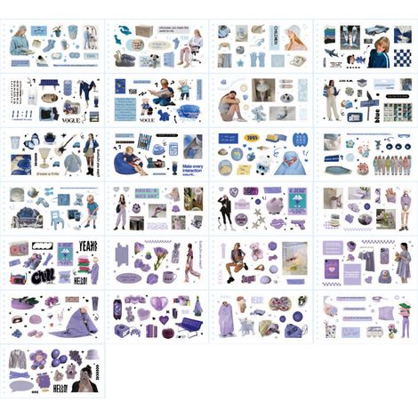 50 stickers pour album souvenirs, papier décoratif tendance et élégant, parfait pour la confection de carnets intimes (type 2).