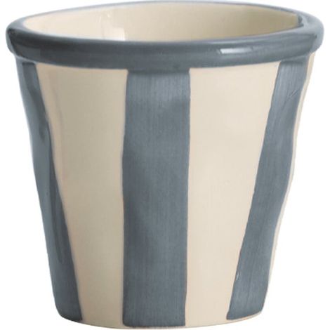 Zafferano Set 6 Bicchierini Collezione Lido modello Righe in ceramica artigianale lavorata a mano colore Grigio per caffè e dessert Made in Italy (1/3)