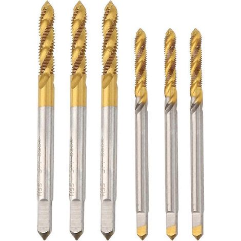 Jeu de 3 tarauds hélicoïdaux, outil à main, accessoire, acier rapide, M3, M4, or, argent