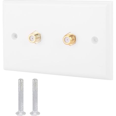 Ortviai Plaque Murale Double Prise F pour Câble TV – 2 Pièces, Matériau ABS, Dimensions 11 x 7 cm (1/5)