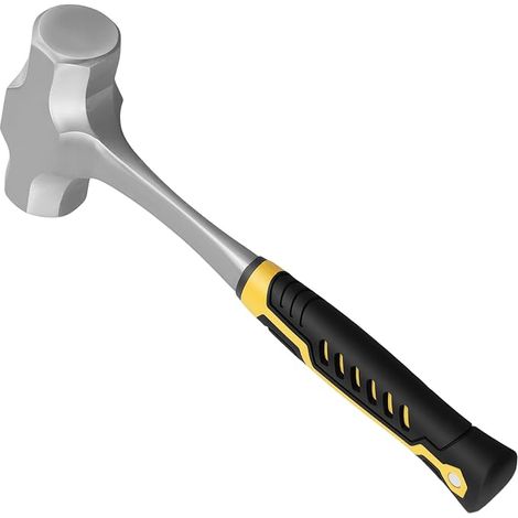 2000g Hammer with Fiberglass Handle, 2kg Hammer with 10.2" Long Non-Slip Handle, Forged Steel Head High Carbon Steel Hammer, Walking Hammer, for (1/5)