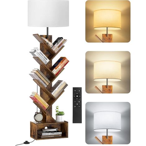 Wooden Tree Bookcase Shelf Corner Bookcase for Books CDs and DVDs for Living Room Bedroom Office (1/5)