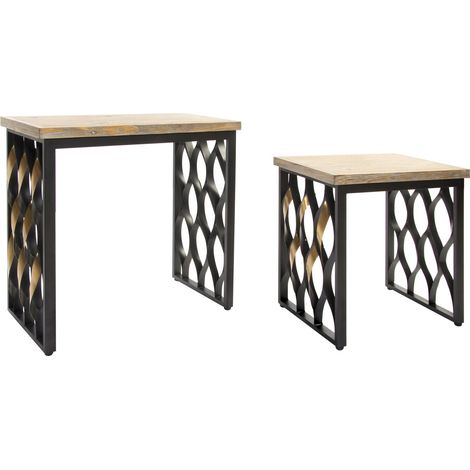 Mesita Auxiliar Set 2 Madera 64X34X65 Industrial (1/4)