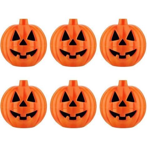 Mini Boîtes à Citrouilles - ZGEER - 6PCS - Plastique Durable - Décoration Halloween - 6 5 cm Multicolore OBJET DECORATIF (1/4)