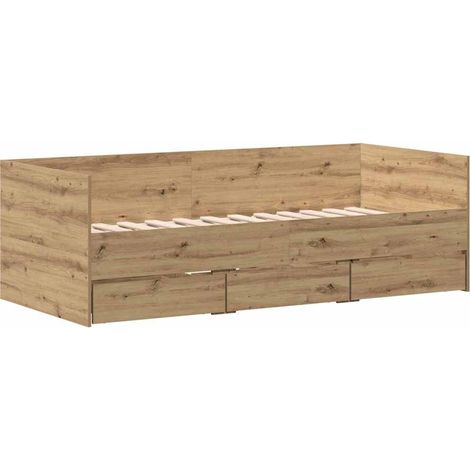 Daybed with Headboard Artisan Oak 90 x 200 cm Engineered Wood vidaXL