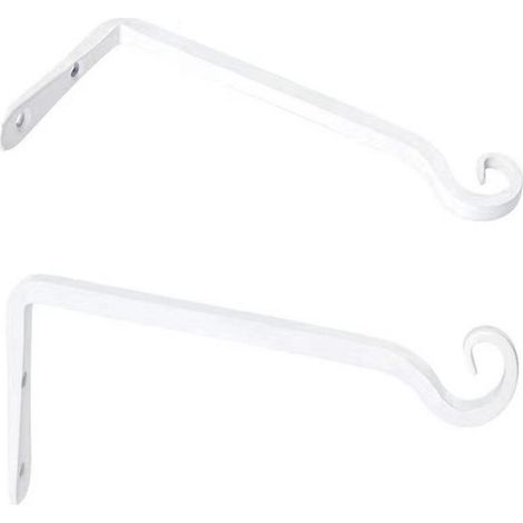 Lot de 2 Crochets- Blanc de Suspension Muraux Décoration Fer Forgé pour Jardin avec Vis pour Plantes Mangeoires à Oiseaux Lanternes (1/5)