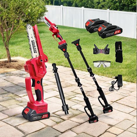 Scie d'élagage sans fil 300W avec tête rotative 180° en aBS acier (1/5)