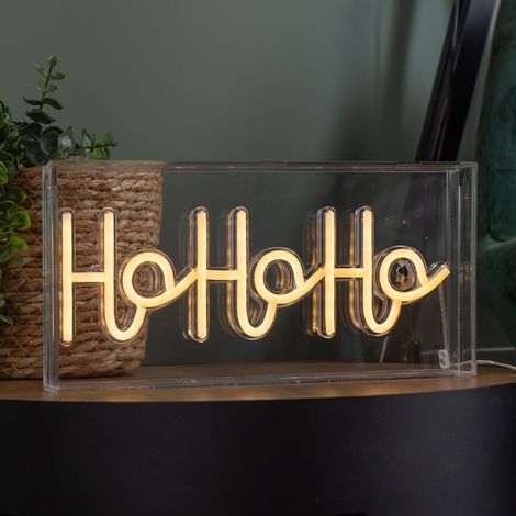 15cm x 30cm Light up Christmas Ho Ho Ho Neon Flex Sign with Warm White LEDs (1/5)