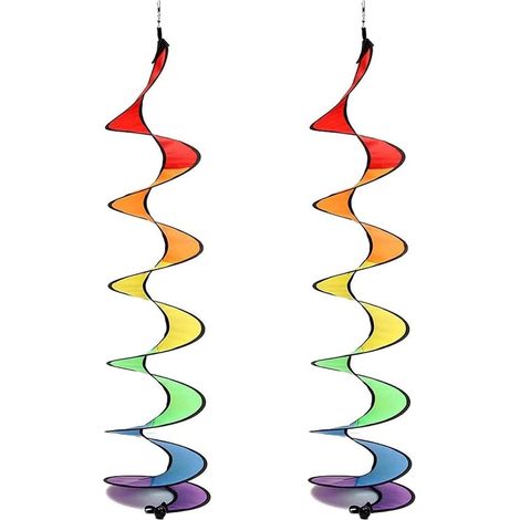 2 PCS Girouette Spirale Camping, Wind Twister Coloré Suspendu, Rainbow Spinner, Décoration Jardin (1/5)