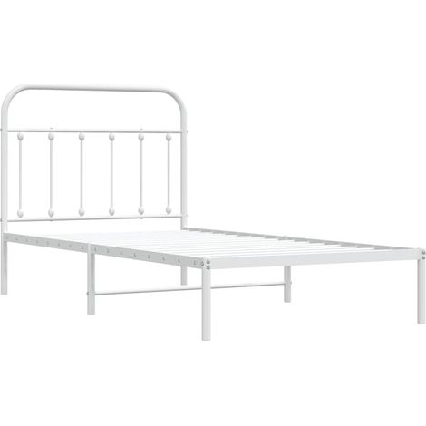 vidaXL Giroletto con Testiera Metallo Bianco 100x190 cm (1/5)