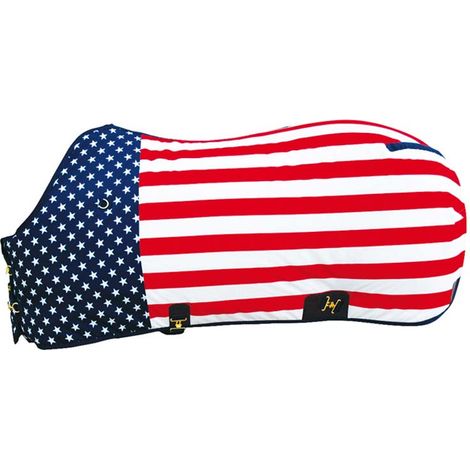 150 cm, America usa flag: Coperta per quarter horse taglio anatomico imbottita 300g traspirante con cinghie sottopancia e sottocoda