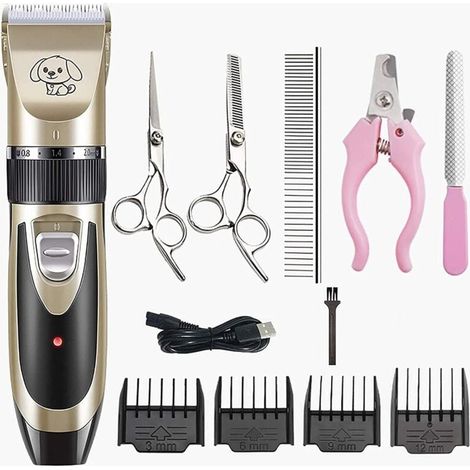 Tondeuse Pour Chien, Tondeuse Pour Chien Sans Fil Rechargeable Professionnelle à Faible Bruit Avec 4 Peignes, Kit De Toilettage éLectrique Pour Animaux Compagnie, Pour Cheveux De Chat De Chien (1/5)