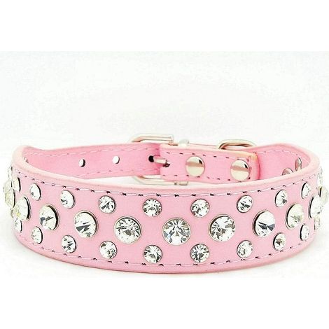 Collier Ddog en Cuir Strass (Rose XS)-Fei Yu
