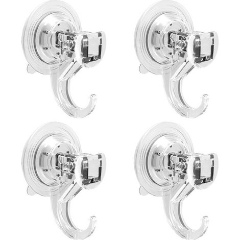 4er-Set Saugnäpfe mit Haken für Zuhause, Bad, Dusche, Küche, Glas, Duschvorhanghaken für Fliesen, Duschkabinentür, 2 kg, transparent