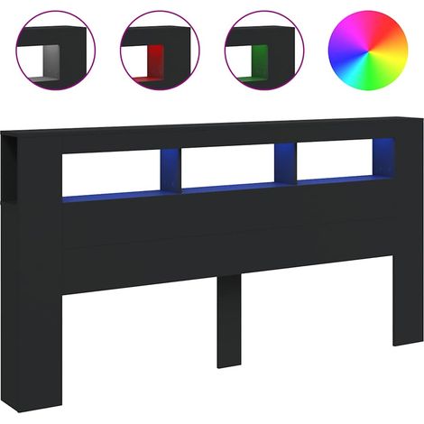 LED-Kopfteil Schwarz 200x18,5x103,5 cm Holzwerkstoff vidaXL16348