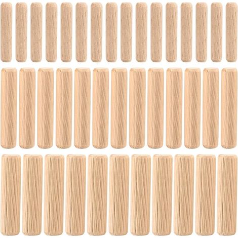 90 Pièces Assortiment de Chevilles en Bois, Chevilles en Goujon Bois Coniques Rainurées M6 M8 M10 pour Fraisage, Rainurage, Artisanat, Bricolage, Travail du Bois, Travaux de Menuiserie