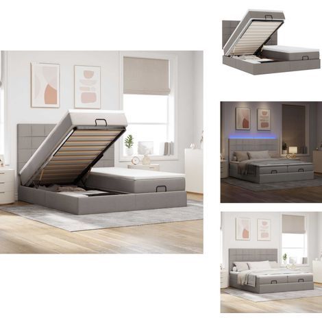 Cadre de lit ottoman avec matelas taupe 180x200 cm tissu - Lit Ottoman - Lits Ottomans - Cadre De Lit - Cadre De Lit Avec Rangement (1/5)