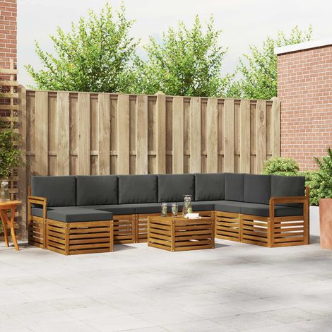 Ecksofa Set 9 pcs Natur und Anthrazit Massivholz Akazie (1/5)