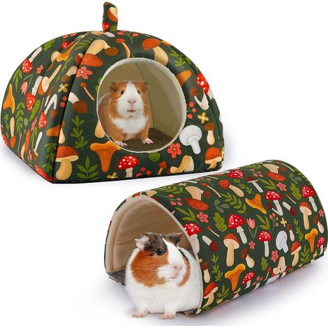 Maison et Tunnel pour Cochons d’Inde – Lit Douillet et Cachette pour Lapins, Furets, Chinchillas et Autres Petits Animaux – Lavable, Antidérapant et Confortable (1/5)