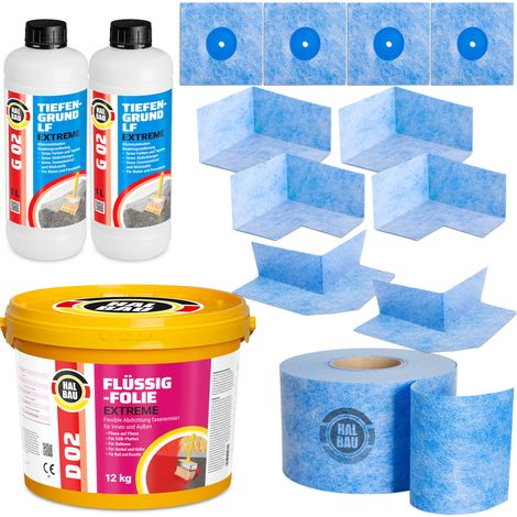 HALBAU Dichtset für Duschabdichtung Bad Abdichtung Dichtband Flüssigfolie 12kg H323 (1/5)