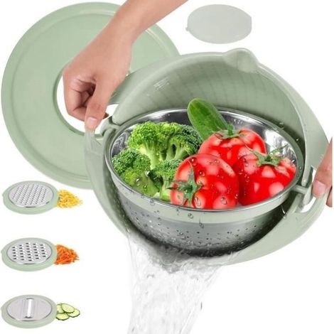 Passoire de cuisine avec bol 3 en 1 multifonction,Passoire de cuisine - Passoire à fruits et pâtes en acier inoxydable avec 3 râpes (1/4)