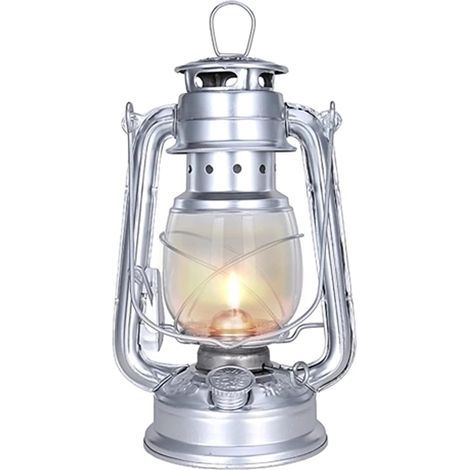 Lampe à pétrole LED Lampe à huile Bougeoirs en fer Lampes à bougies Portable Paraffine Hurricane Lampes de table Éclairage Cadeau Décoration de Noël Argent (1/3)