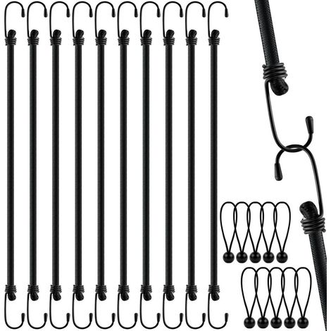 10er Set Spanngummis 100cm mit Haken & Planenspanner mit Kugeln