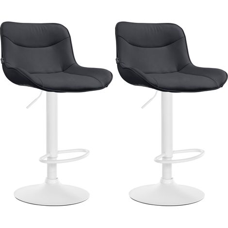 Juego de 2 taburetes de bar x1 con costuras decorativas en PVC negro pie de trompeta metal blanco 100004458 (1/5)