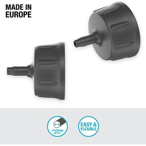 GARDENA Conexión para grifo 4.6 mm (3/16") - G 3/4" para conectar el tubo flexible de conexión de 4.6 mm (3/16") a la unidad reductor de presión 1000/2000 o directamente a un tubo de agua de 26,5 mm ( (1/4)
