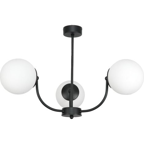 Lampada a sospensione nera con paralume in vetro bianco 15-152 esti LAB